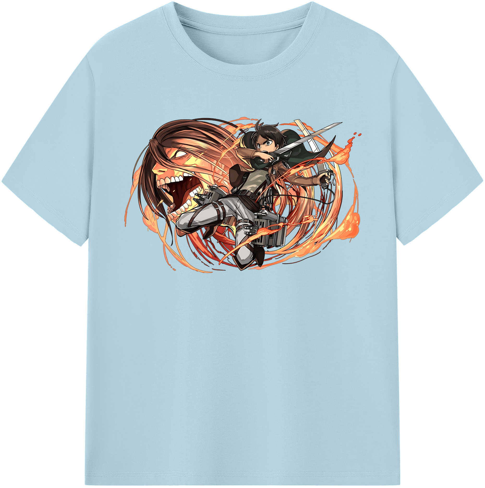 （画像用） 進撃の巨人 エレン･イェーガー Attack on Titan Eren Jäger 綿100％半袖Tシャツ（フロントプリント）